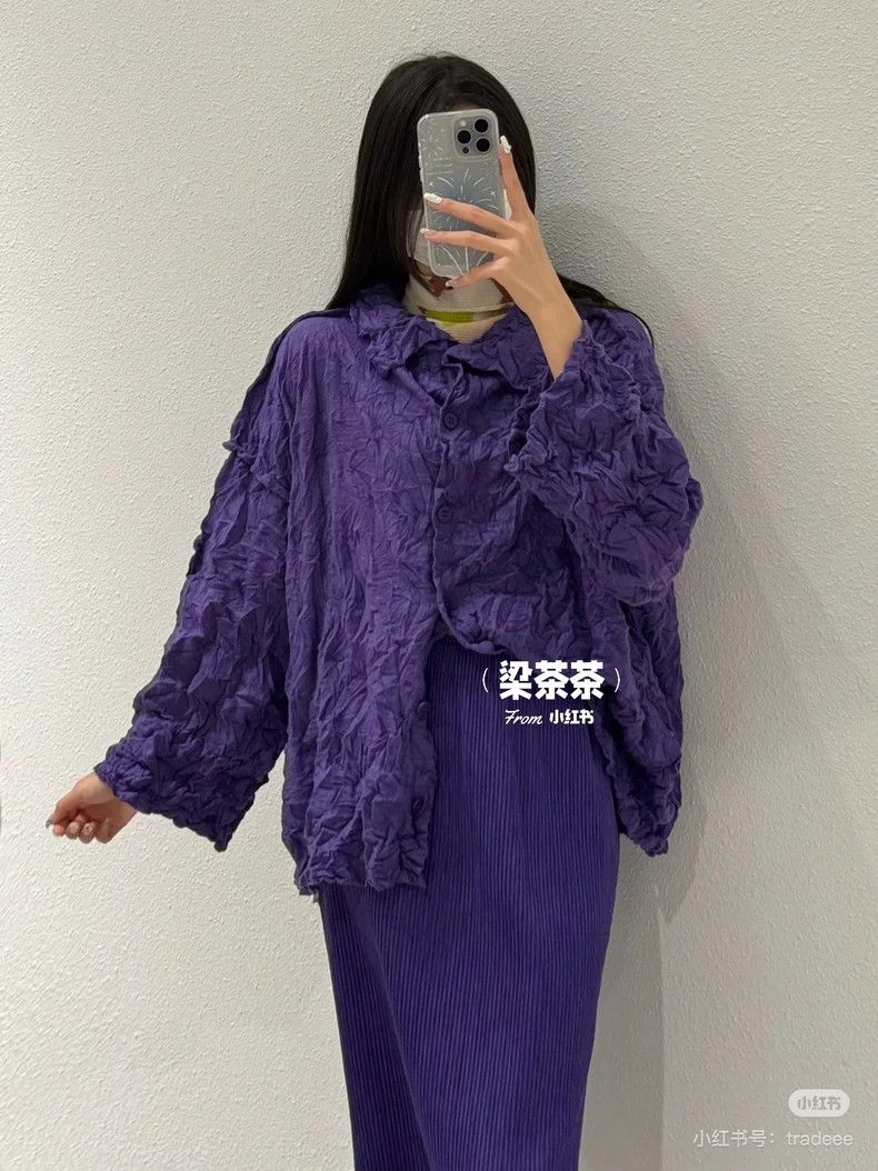 Issey Miyake Issey Miyake Purple Button-Up Coat-yf Size US M / EU 48-50 / 2 - 8 Thumbnail