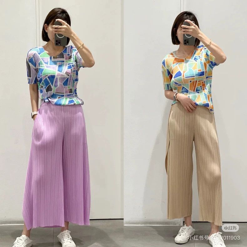 Issey Miyake Pleated Wide-Leg Pants in Light Purple-yf Size US 26 / EU 42 - 9 Thumbnail