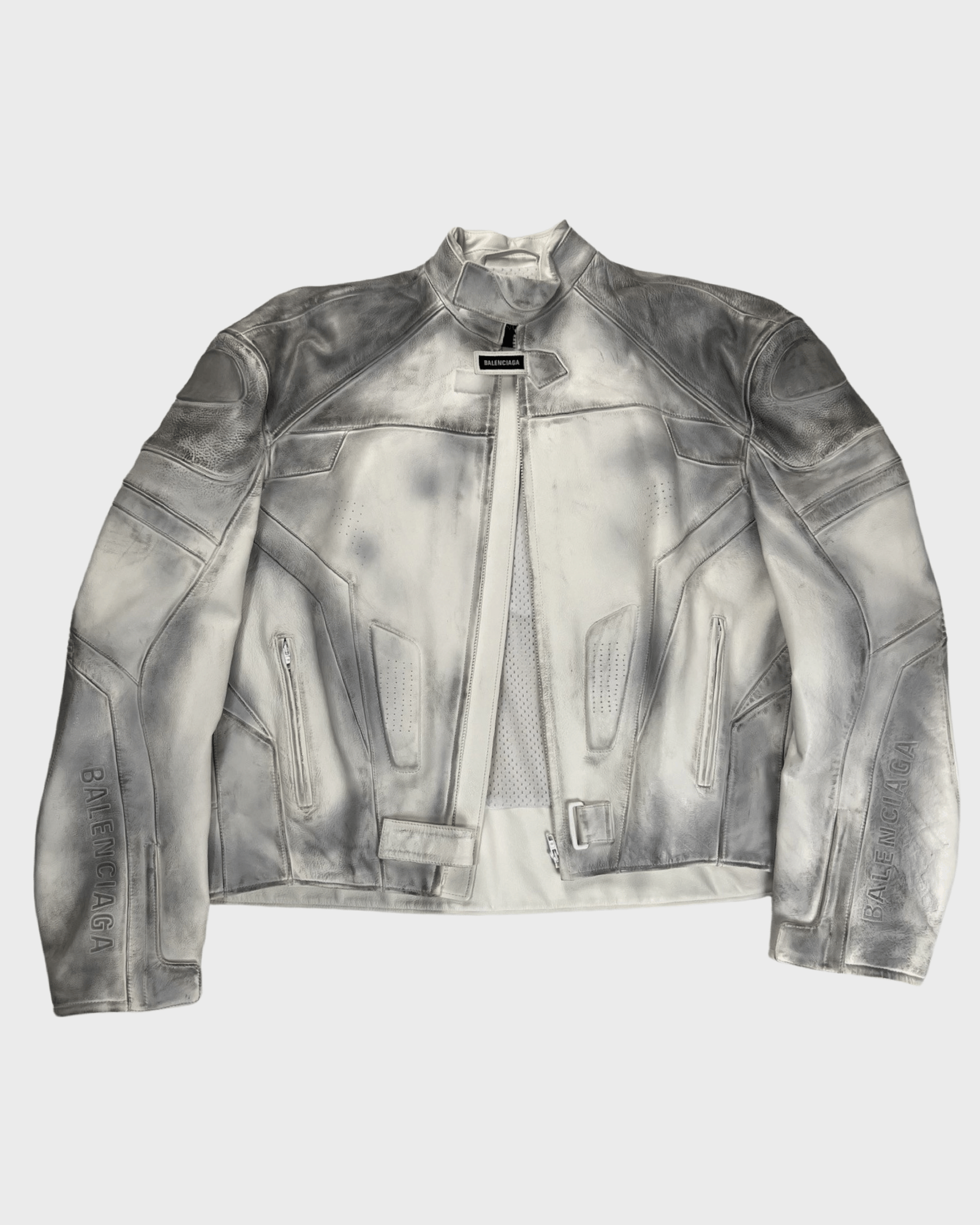 Balenciaga BALENCIAGA SS23 MUDSHOW WHITE LEATHER BIKERS JACKET Size US L / EU 52-54 / 3 - 2 Thumbnail
