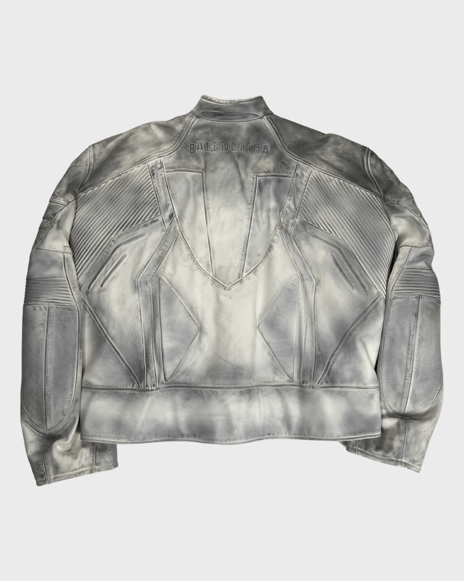 Balenciaga BALENCIAGA SS23 MUDSHOW WHITE LEATHER BIKERS JACKET Size US L / EU 52-54 / 3 - 3 Thumbnail