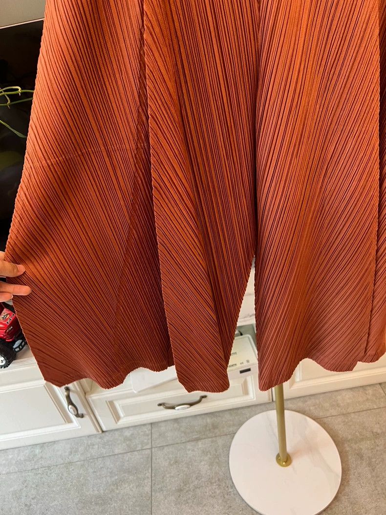 Issey Miyake Fashionable Pleated Wide-leg Pumpkin Pants-yf Size 22" - 2 Thumbnail