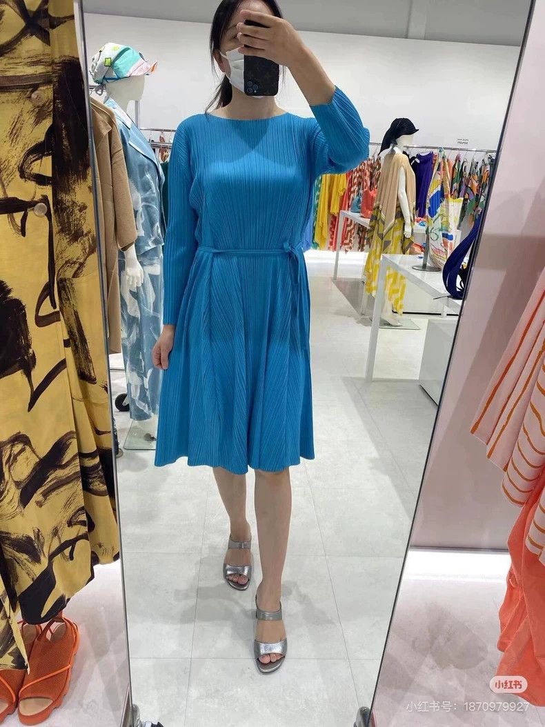 Issey Miyake Pleated Dress with Tie Waist-yf Size US 26 / EU 42 - 9 Thumbnail
