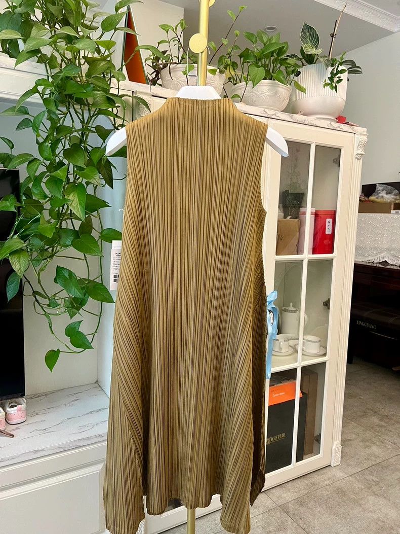 Issey Miyake Issey Miyake Champagne Gold Dress Size 5-yf Size 22" - 6 Thumbnail