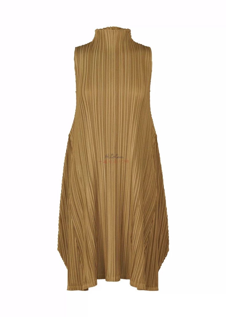 Issey Miyake Issey Miyake Champagne Gold Dress Size 5-yf Size 22" - 8 Thumbnail
