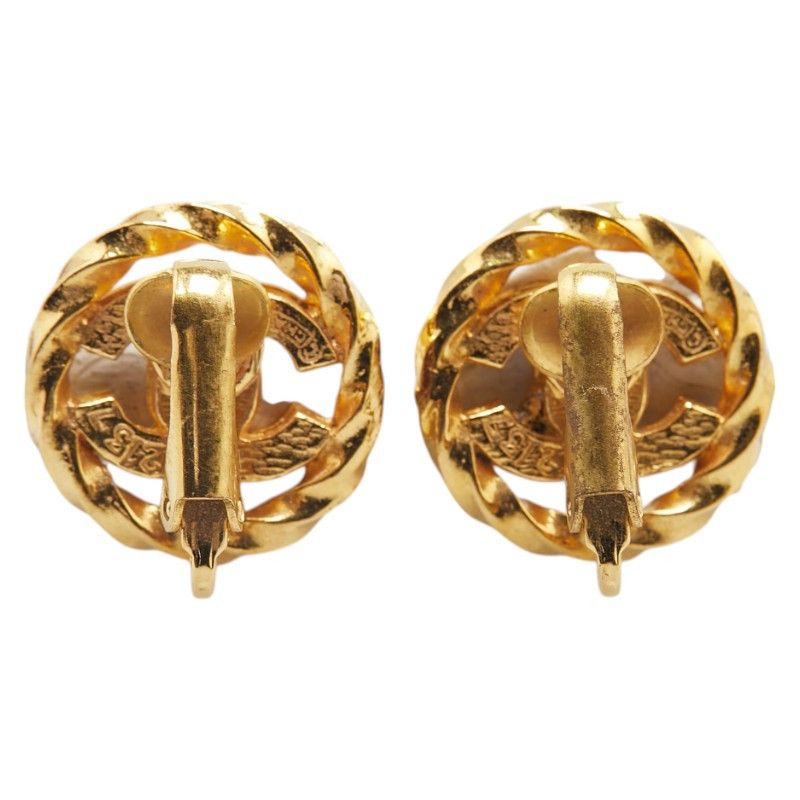 Chanel Chanel Chanel Coco Mark Rhinestone Round Earrings Metal Earrings Size ONE SIZE - 3 Thumbnail