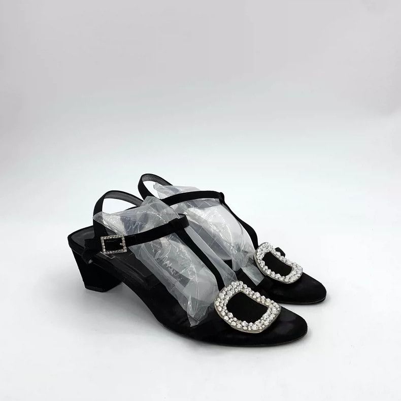 Roger Vivier Roger Vivier Black Casual Sandals with Rhinestones Size US 7 / IT 37 - 2 Thumbnail