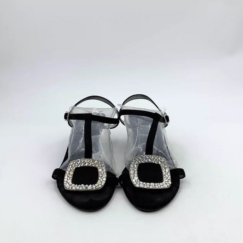 Roger Vivier Roger Vivier Black Casual Sandals with Rhinestones Size US 7 / IT 37 - 3 Thumbnail