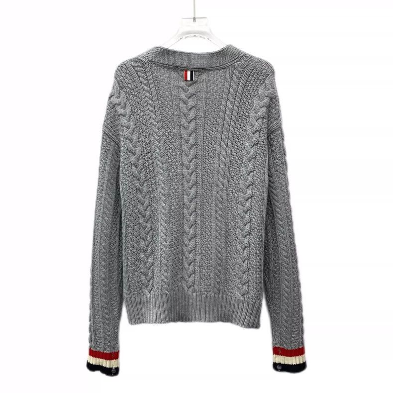 Thom Browne Thom Browne Gray V-neck Knitted Cardigan Size M / US 6-8 / IT 42-44 - 2 Thumbnail