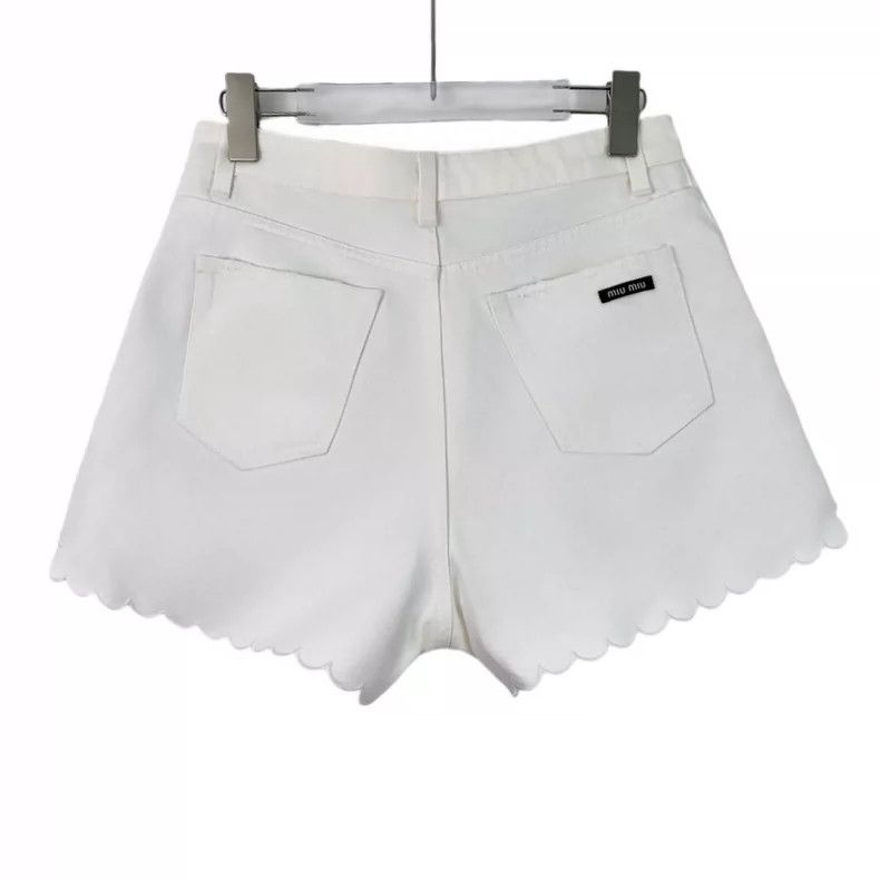 Miu Miu MiuMiu White Cotton Lace Denim Shorts Size 42" / US 20 - 2 Thumbnail