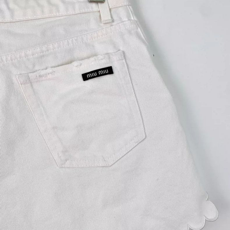 Miu Miu MiuMiu White Cotton Lace Denim Shorts Size 42" / US 20 - 5 Thumbnail