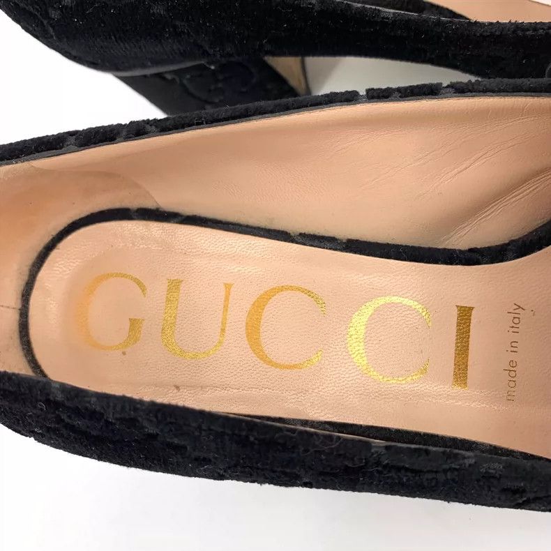 Gucci Gucci Black Logo Chain Loafers Suede Heels Size US 7 / IT 37 - 8 Thumbnail