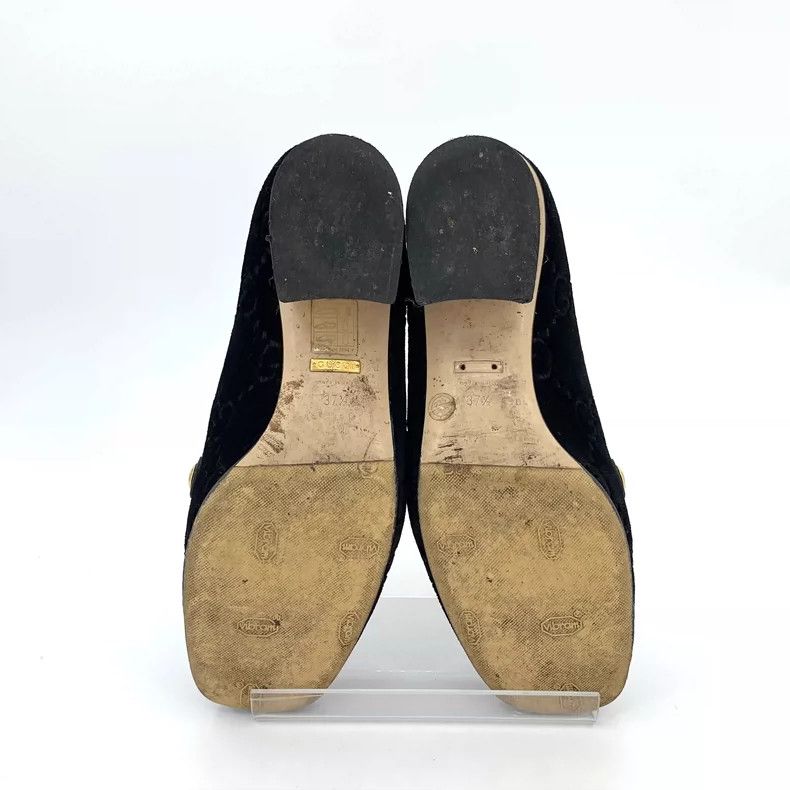Gucci Gucci Black Logo Chain Loafers Suede Heels Size US 7 / IT 37 - 5 Thumbnail