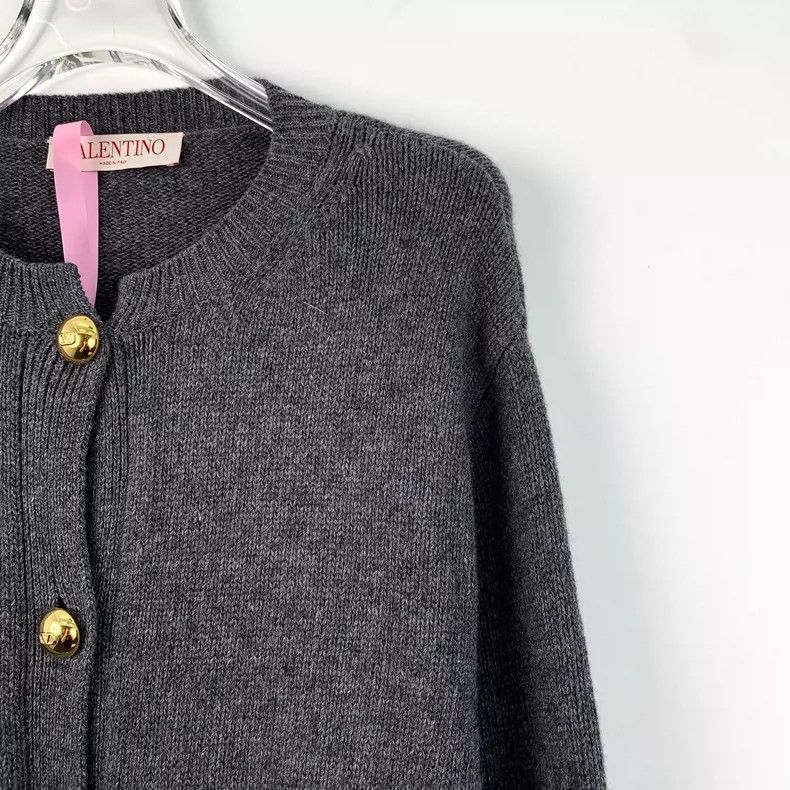 Valentino Valentino Black Gray Knit Cardigan Sweater Size S / US 4 / IT 40 - 3 Thumbnail