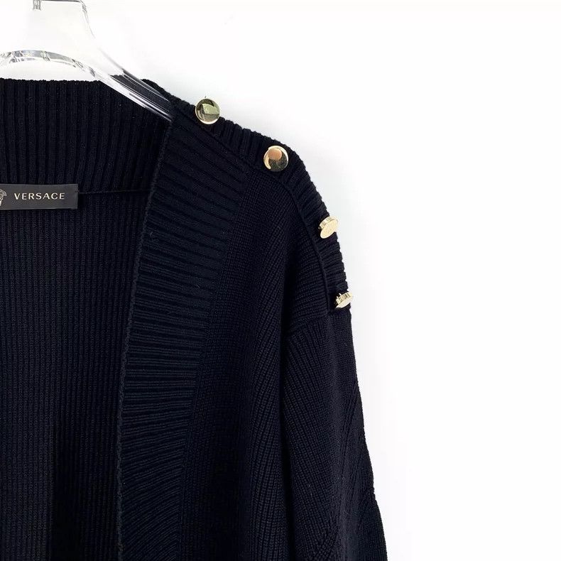 Versace Versace Black Long Sleeve Cardigan with Buttons Size S / US 4 / IT 40 - 3 Thumbnail