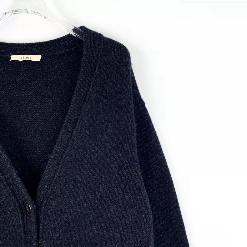 Celine Celine Black Wool V-Neck Cardigan Sweater Size S / US 4 / IT 40 - 3 Thumbnail