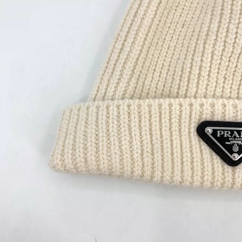 Prada Prada Beige Wool Knitted Beanie Hat Size ONE SIZE - 7 Thumbnail