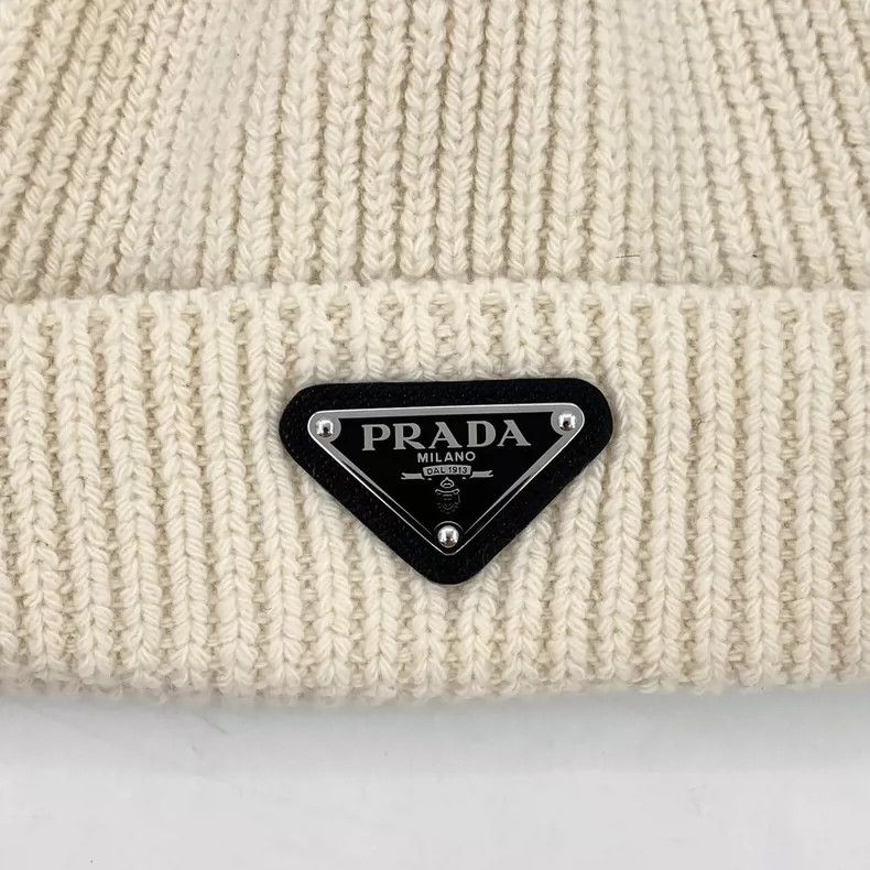Prada Prada Beige Wool Knitted Beanie Hat Size ONE SIZE - 6 Thumbnail