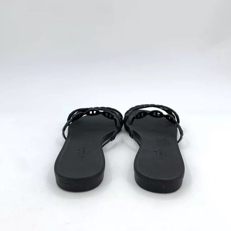 Hermes Hermes Black Chain Flat Casual Sandals Size US 7 / IT 37 - 4 Thumbnail