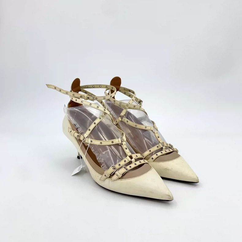 Valentino Valentino Beige Strappy High Heel Shoes Size US 7 / IT 37 - 2 Thumbnail