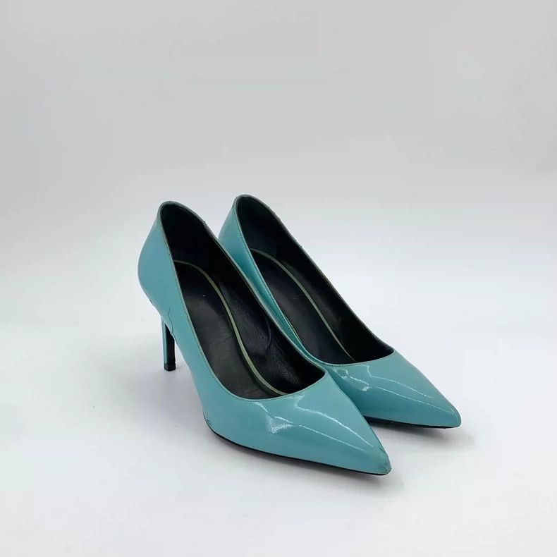 Saint Laurent Paris Saint Laurent Blue Leather High Heels Size 38.5 Size US 8 / IT 38 - 2 Thumbnail