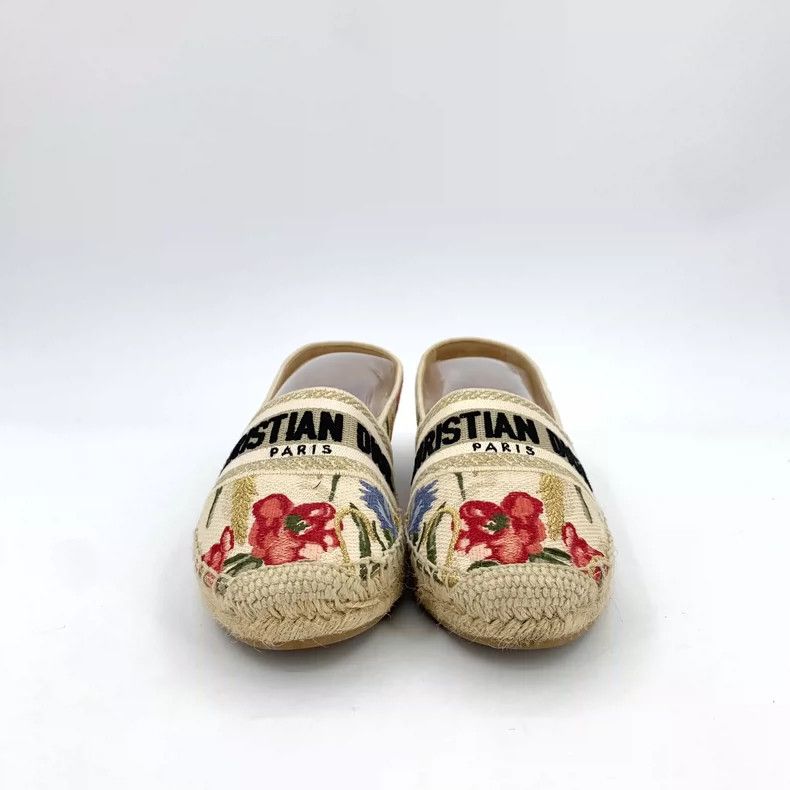 Dior Christian Dior Beige Floral Slip-On Fisherman Shoes Size US 6 / IT 36 - 3 Thumbnail