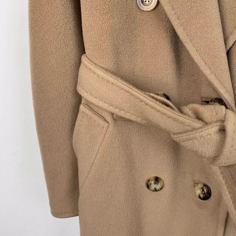 Max Mara Maxmara Brown Wool Double-Breasted Coat Size XXS / US 00 / IT 34 - 4 Thumbnail