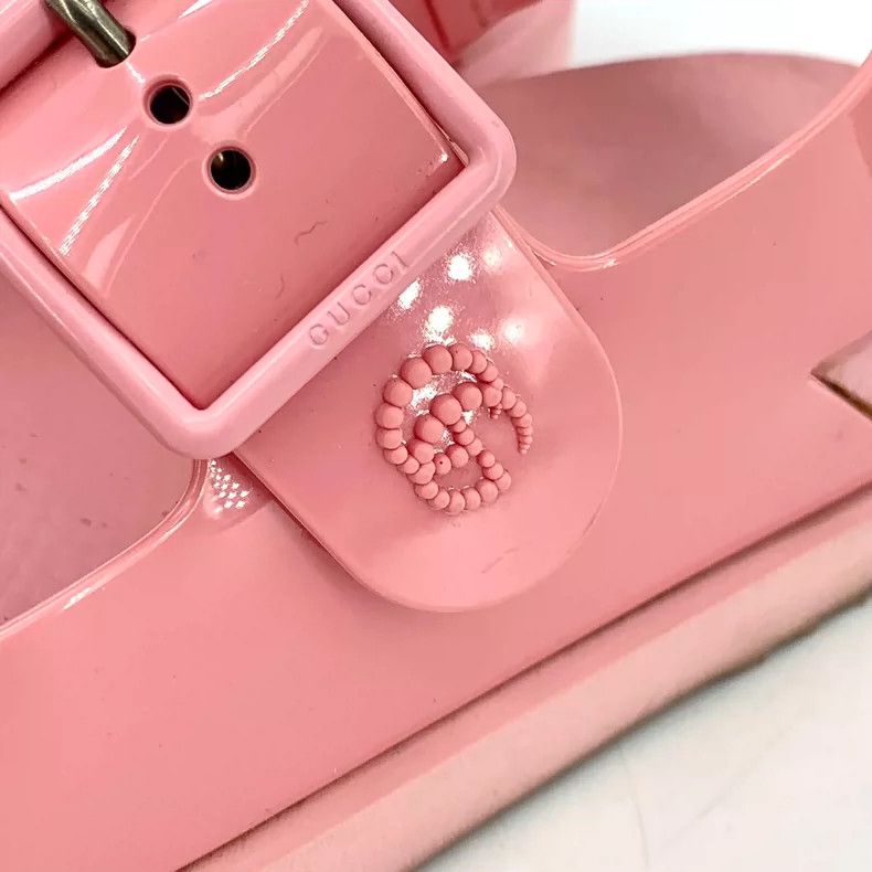 Gucci Pink Leather Double G Round Sandals Size US 7 / IT 37 - 6 Thumbnail