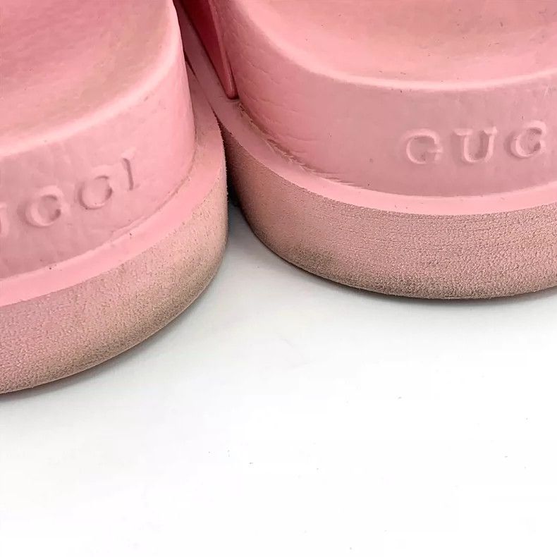 Gucci Pink Leather Double G Round Sandals Size US 7 / IT 37 - 9 Thumbnail