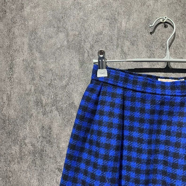 Yves Saint Laurent Blue Checkered Skirt Size M by YSL Size 23" - 5 Thumbnail