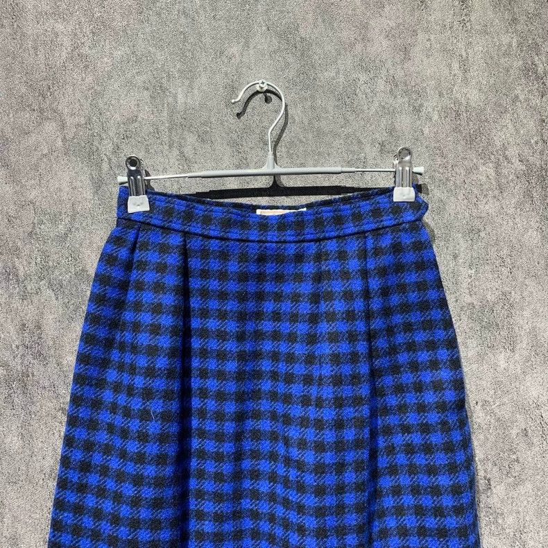 Yves Saint Laurent Blue Checkered Skirt Size M by YSL Size 23" - 7 Thumbnail