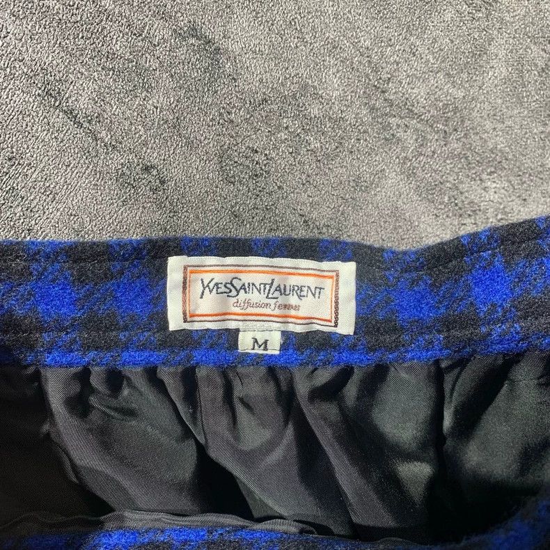 Yves Saint Laurent Blue Checkered Skirt Size M by YSL Size 23" - 4 Thumbnail