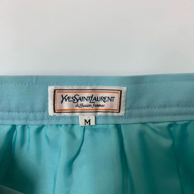 Yves Saint Laurent YSL Lake Blue Short Skirt Size M Size 22" - 3 Thumbnail