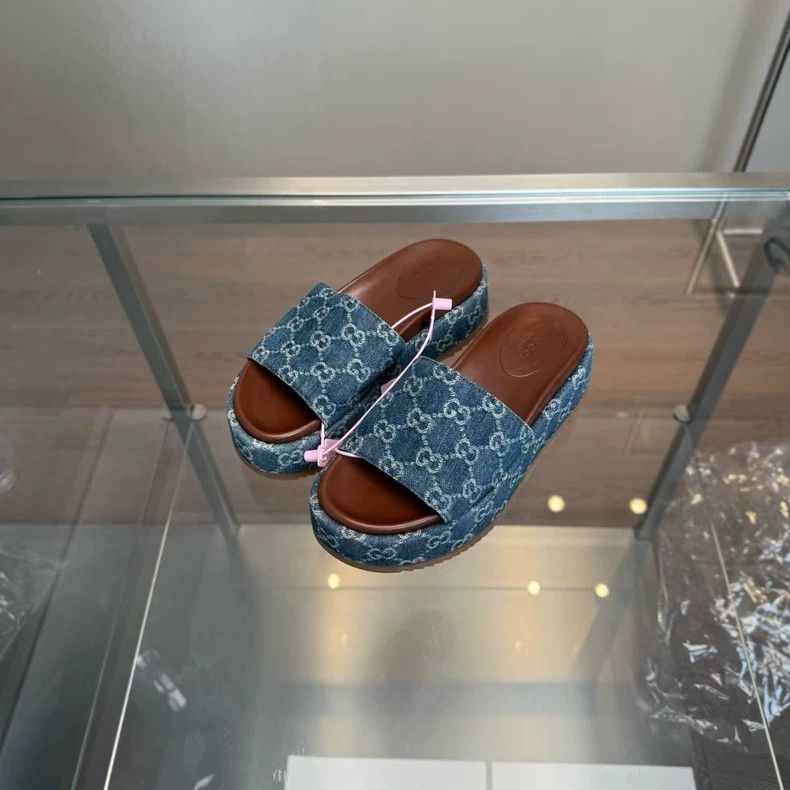 Gucci Gucci Denim Thick-Soled Slide Sandals Size US 6 / IT 36 - 5 Thumbnail