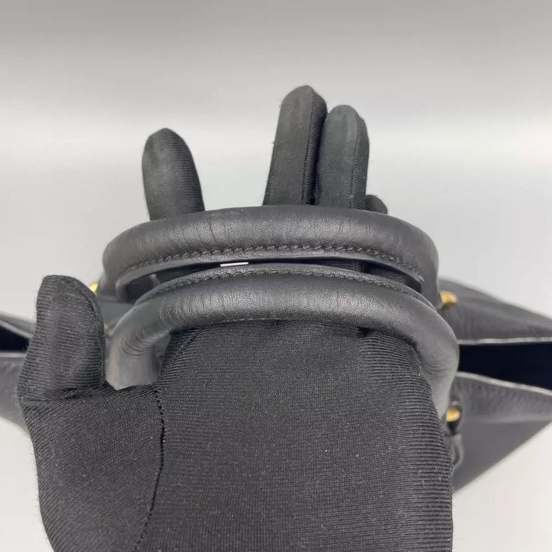 Prada Prada Black Leather Tote Bag with Strap Size ONE SIZE - 7 Thumbnail