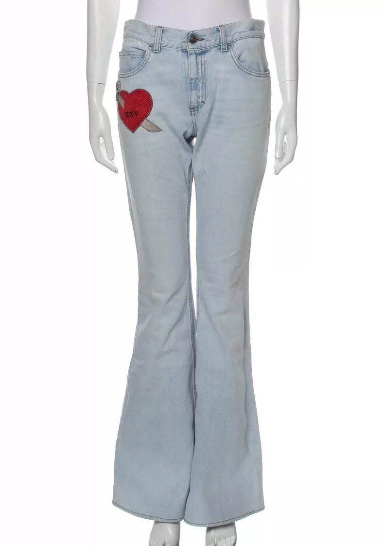 Gucci Gucci Flared Denim Pants with Heart Embroidery Size 42" / US 20 - 3 Thumbnail