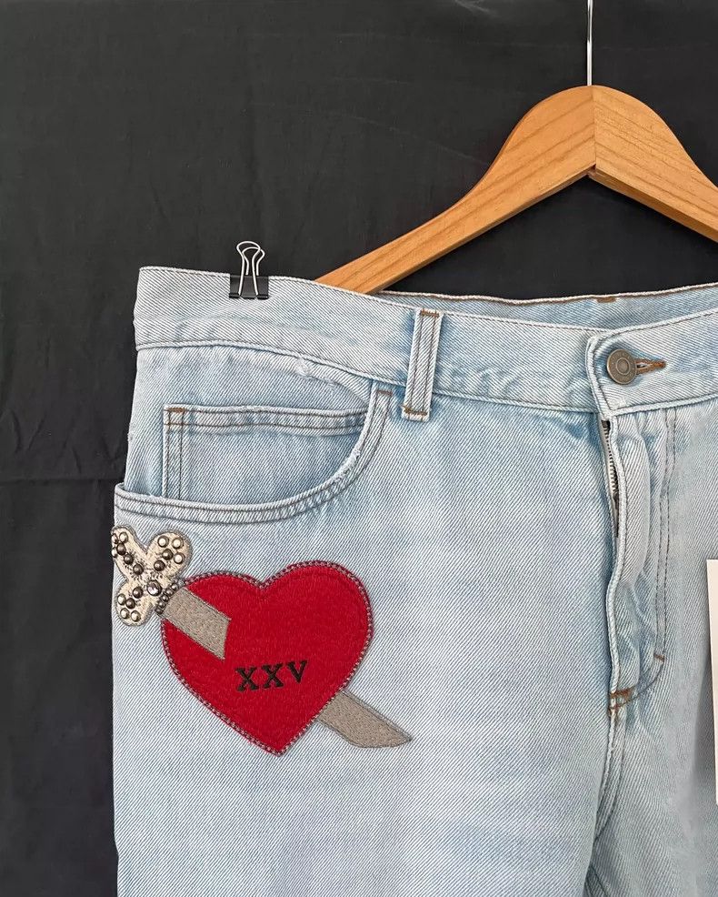 Gucci Gucci Flared Denim Pants with Heart Embroidery Size 42" / US 20 - 4 Thumbnail