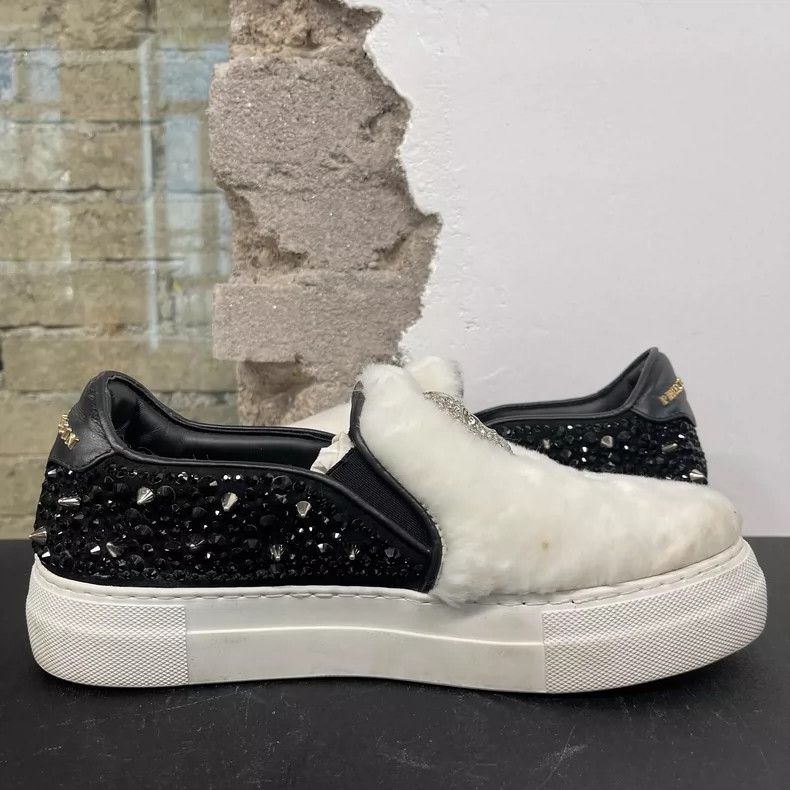 Rick Owens Black and White Slip-On Sneakers with Fur Size US 6 / IT 36 - 4 Thumbnail