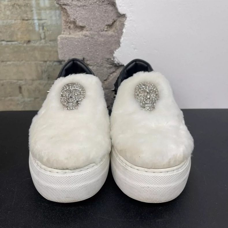 Rick Owens Black and White Slip-On Sneakers with Fur Size US 6 / IT 36 - 6 Thumbnail