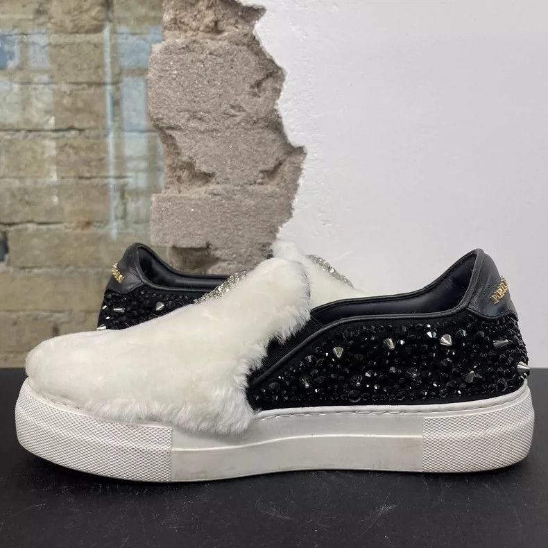 Rick Owens Black and White Slip-On Sneakers with Fur Size US 6 / IT 36 - 5 Thumbnail