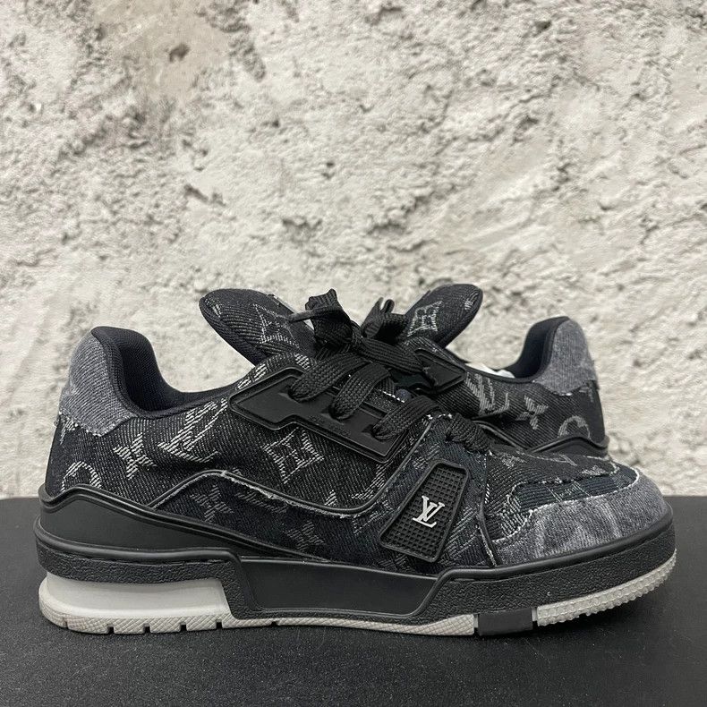 Louis Vuitton Louis Vuitton LV Trainer Black Denim Sneakers Size US 4 / IT 34 - 4 Thumbnail