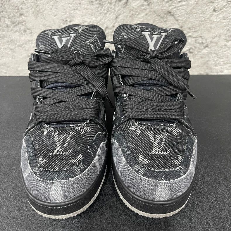 Louis Vuitton Louis Vuitton LV Trainer Black Denim Sneakers Size US 4 / IT 34 - 6 Thumbnail