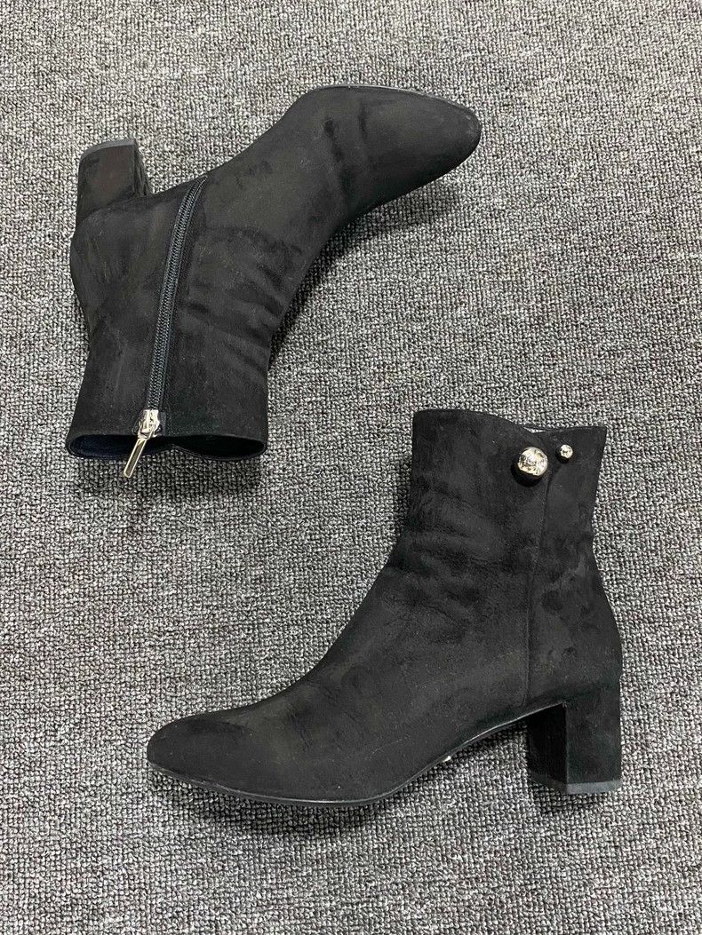 Dior Dior Black Suede Mid-Heel Ankle Boots Size US 7 / IT 37 - 3 Thumbnail