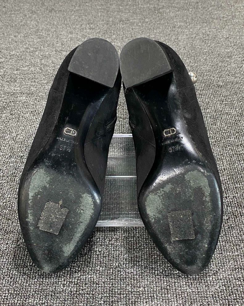 Dior Dior Black Suede Mid-Heel Ankle Boots Size US 7 / IT 37 - 6 Thumbnail
