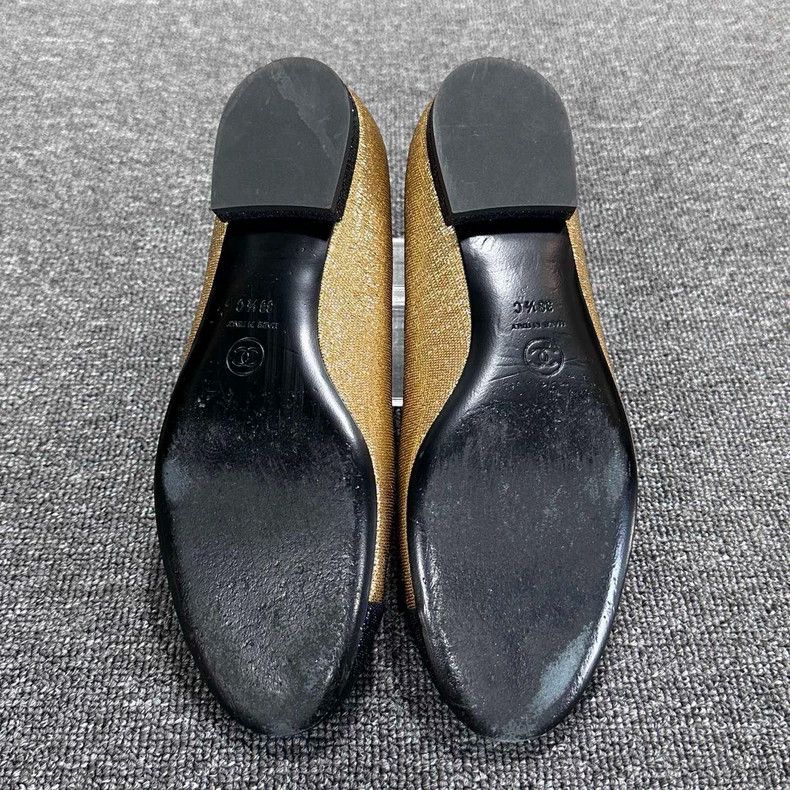 Chanel New Chanel Black Gold Flat Shoes Size US 8 / IT 38 - 6 Thumbnail