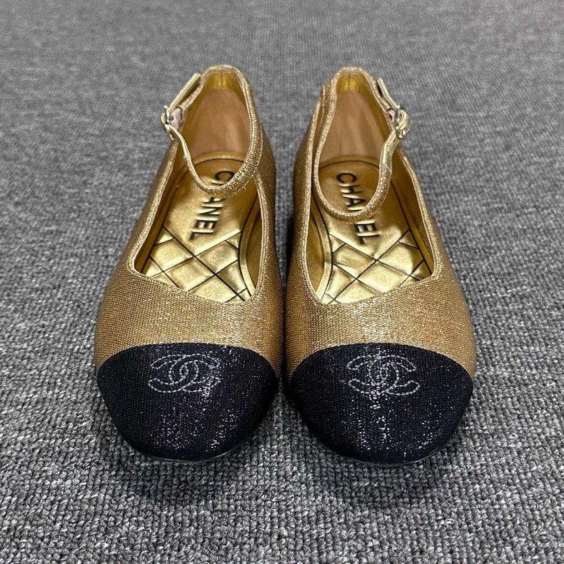 Chanel New Chanel Black Gold Flat Shoes Size US 8 / IT 38 - 4 Thumbnail