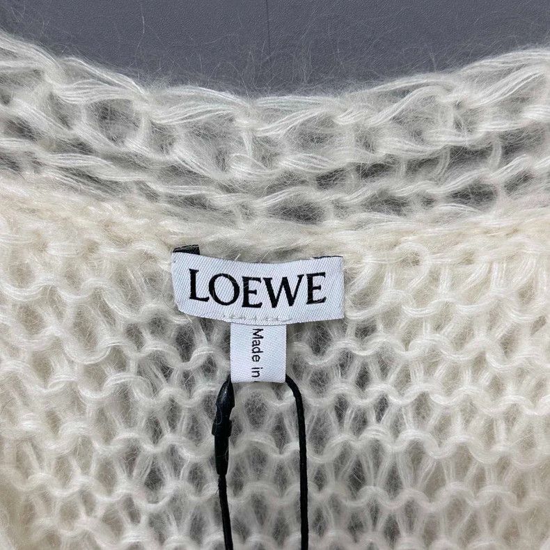 Loewe Long White Cardigan in Mohair Blend Size M / US 6-8 / IT 42-44 - 4 Thumbnail