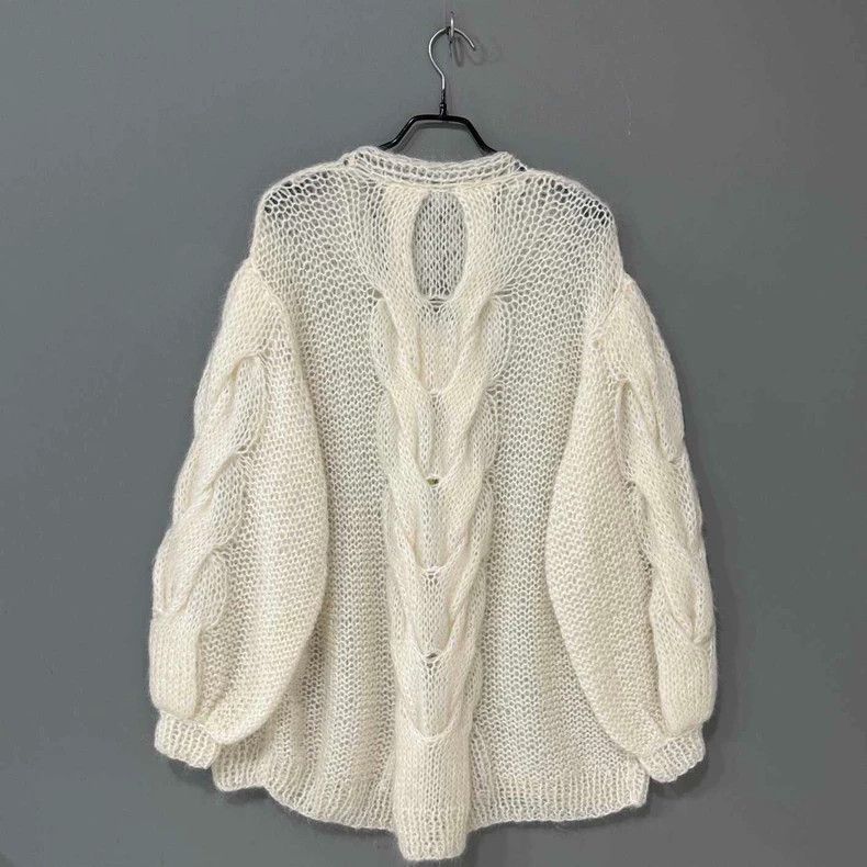 Loewe Long White Cardigan in Mohair Blend Size M / US 6-8 / IT 42-44 - 3 Thumbnail