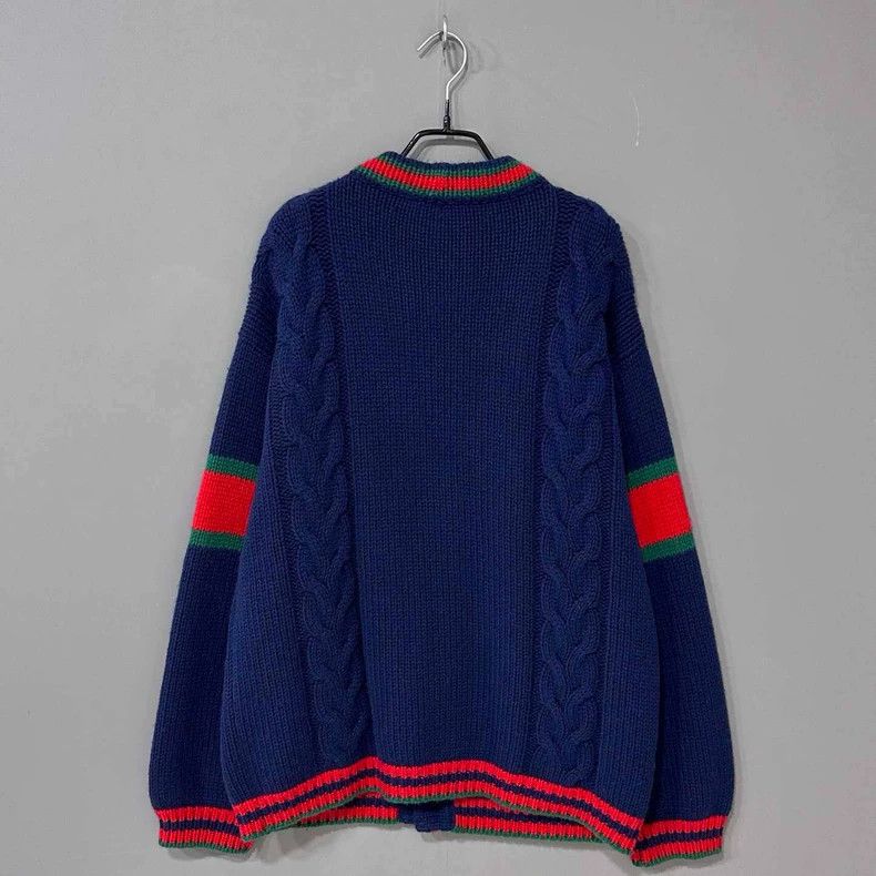 Gucci Red and Green Striped Knit Cardigan Size L / US 10 / IT 46 - 3 Thumbnail