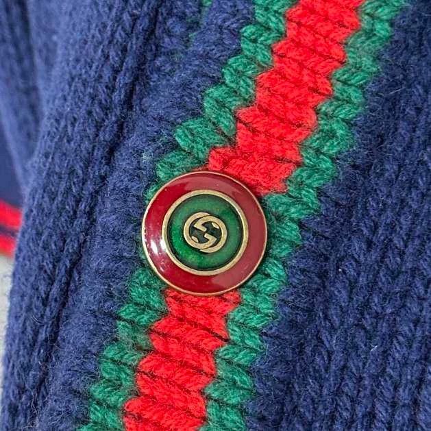 Gucci Red and Green Striped Knit Cardigan Size L / US 10 / IT 46 - 4 Thumbnail