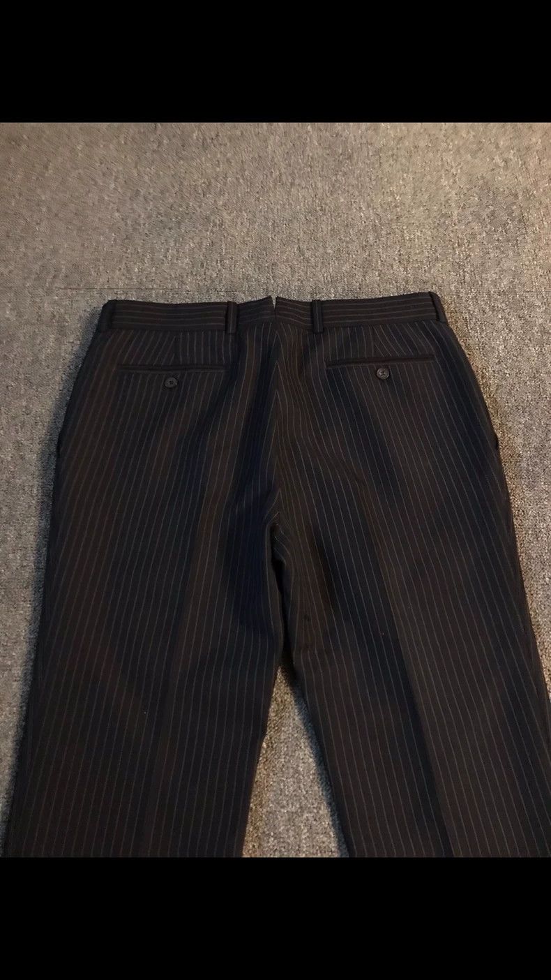 Alexander McQueen Black Pinstripe Pants with Floral Embroidery Size 42" / US 20 - 7 Thumbnail